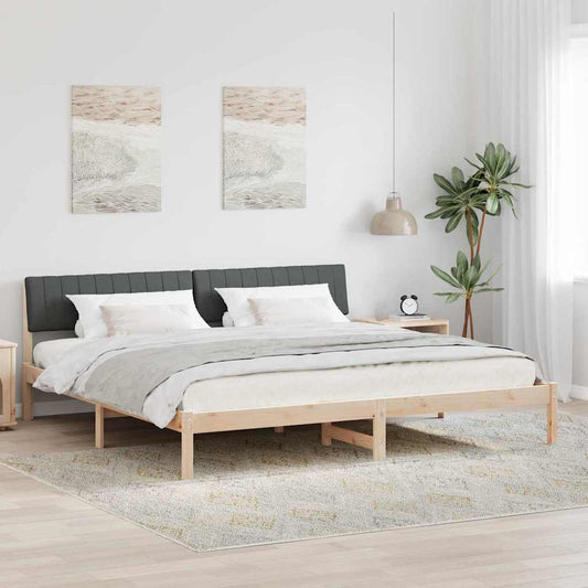 Bettgestell braun und dunkelgrau 200 x 200 cm Massivholz Kiefer