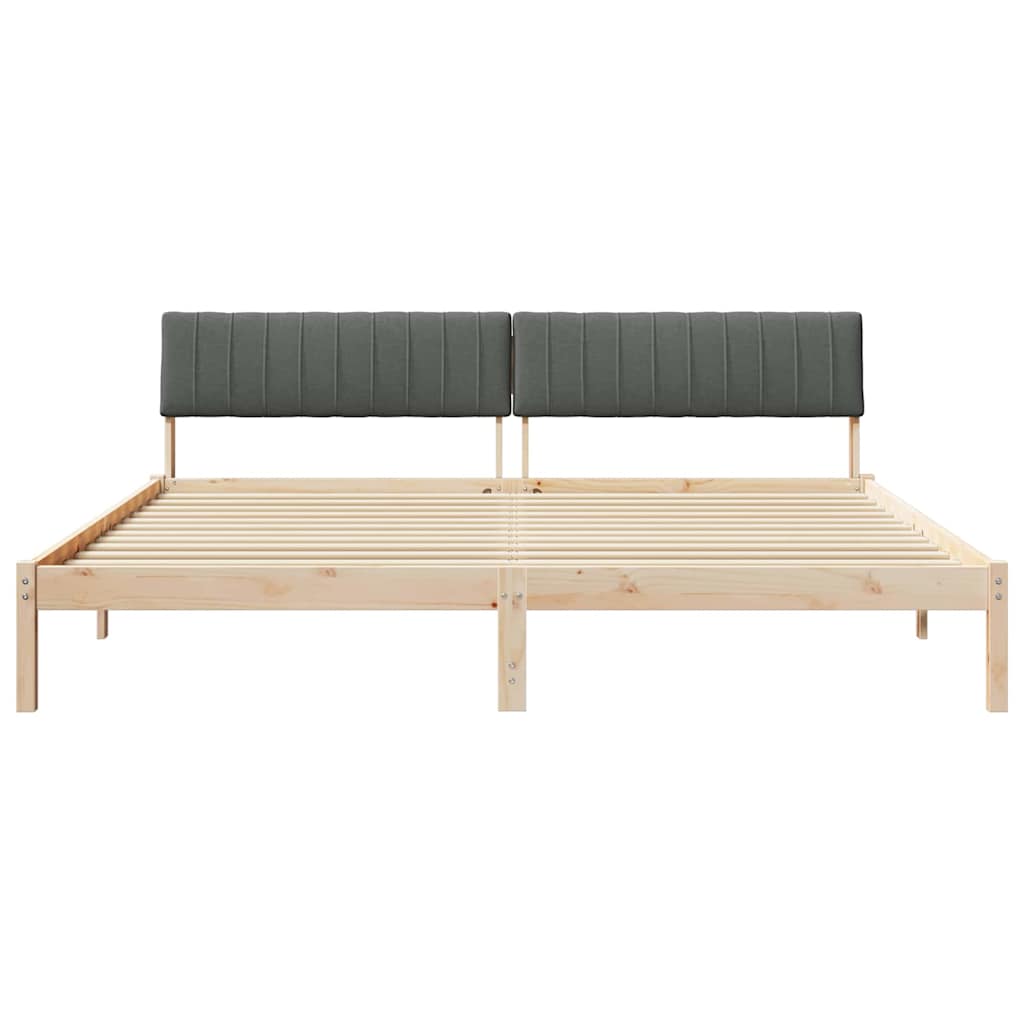 Bettgestell braun und dunkelgrau 200 x 200 cm Massivholz Kiefer