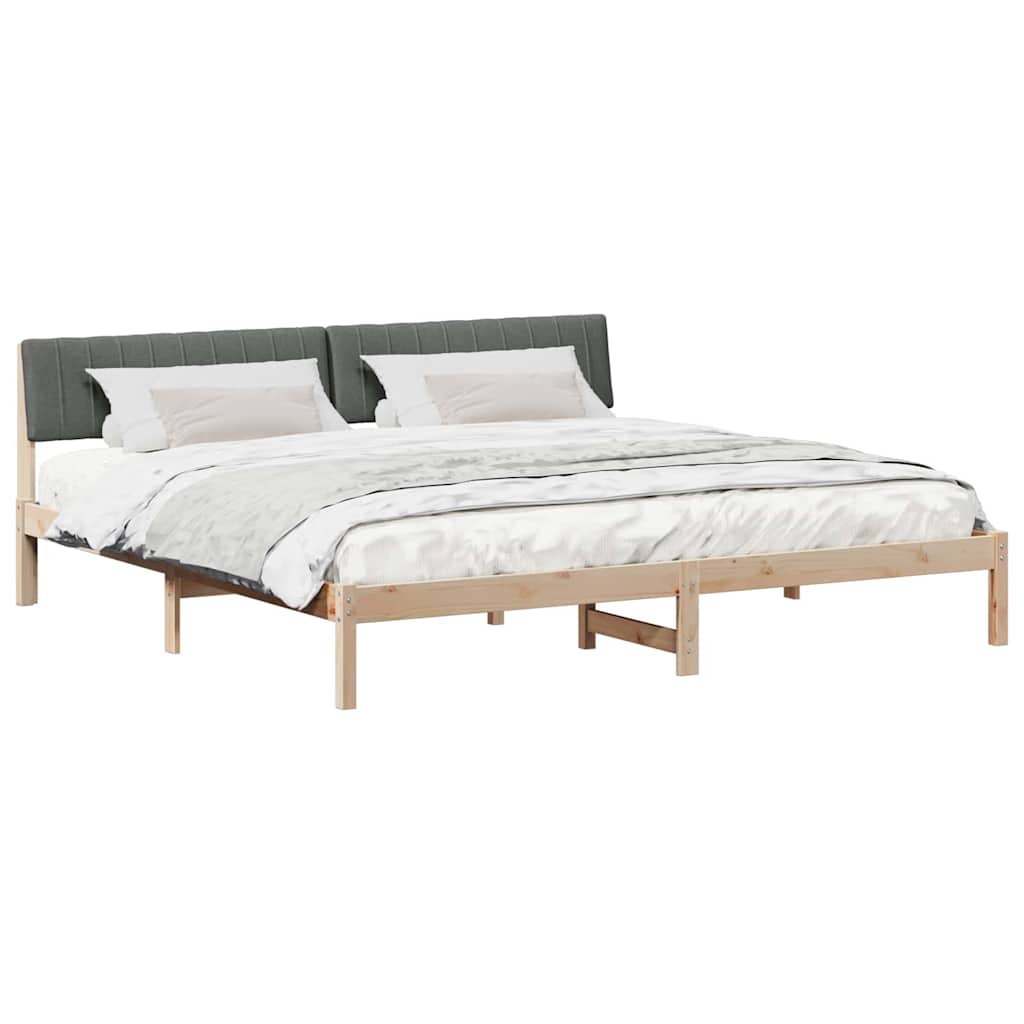 Bettgestell braun und dunkelgrau 200 x 200 cm Massivholz Kiefer
