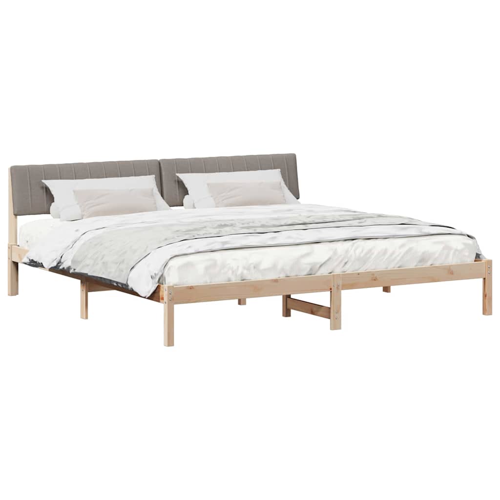 Bettgestell Braun und Taupe 200 x 200 cm Massivholz Kiefer