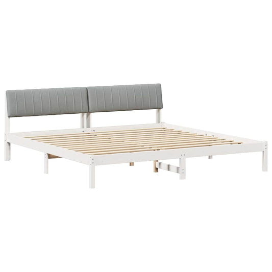 Bettgestell Weiß und hellgrau 200 x 200 cm Massivholz Kiefer