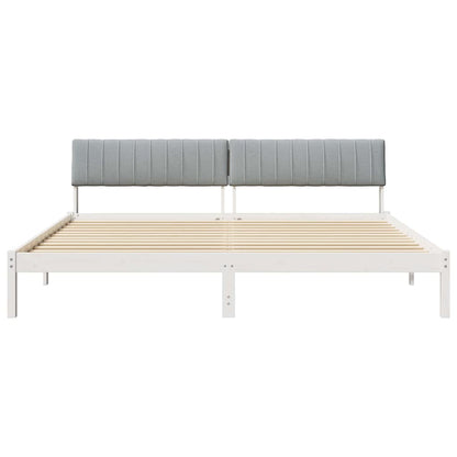 Bettgestell Weiß und hellgrau 200 x 200 cm Massivholz Kiefer