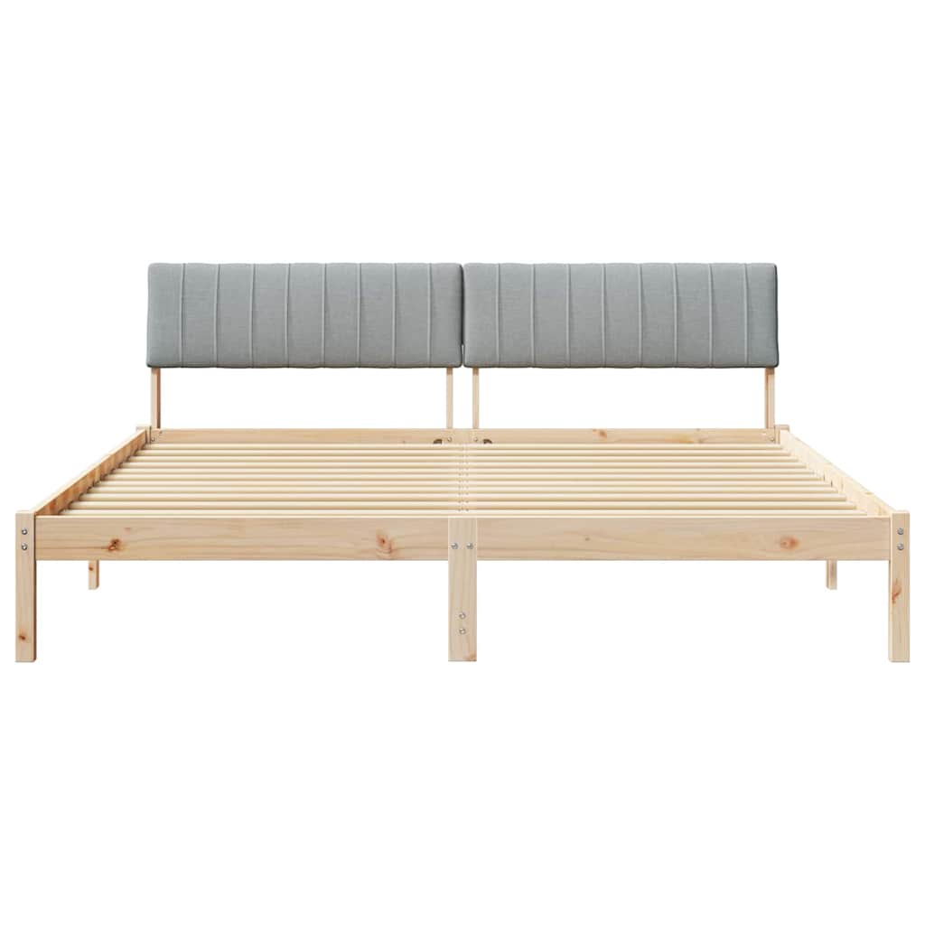 Bettgestell Braun und hellgrau 180 x 200 cm Massivholz Kiefer