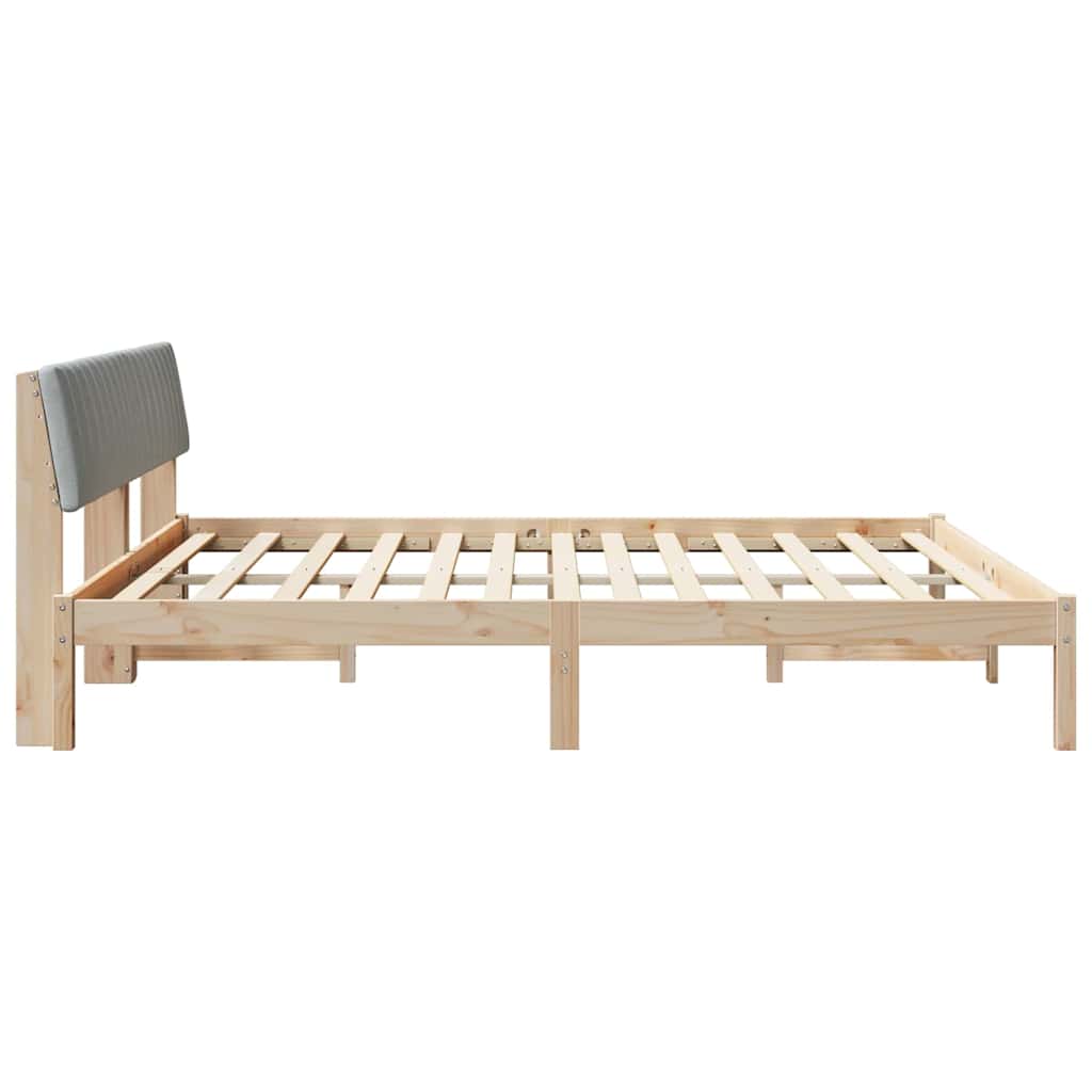 Bettgestell Braun und hellgrau 180 x 200 cm Massivholz Kiefer