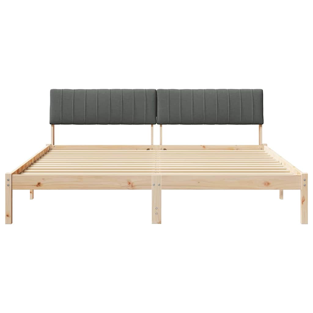 Bettgestell braun und dunkelgrau 180 x 200 cm Massivholz Kiefer