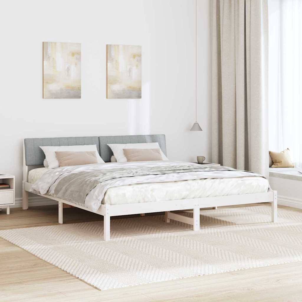 Bettgestell Weiß und hellgrau 180 x 200 cm Massivholz Kiefer
