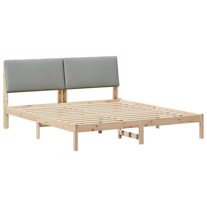 Bettgestell Braun und hellgrau 200 x 200 cm Massivholz Kiefer