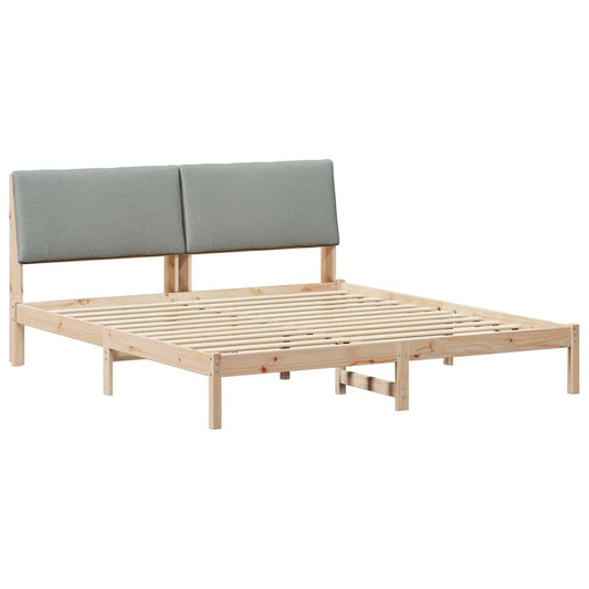 Bettgestell Braun und hellgrau 200 x 200 cm Massivholz Kiefer
