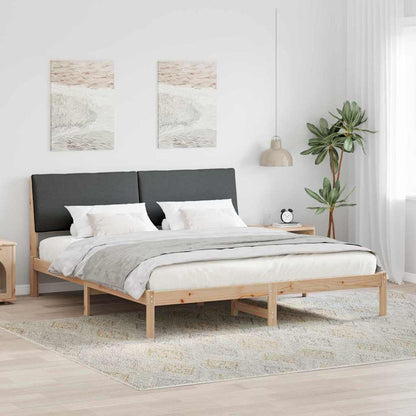 Bettgestell braun und dunkelgrau 200 x 200 cm Massivholz Kiefer