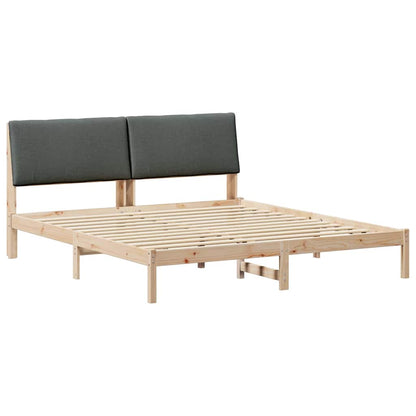 Bettgestell braun und dunkelgrau 200 x 200 cm Massivholz Kiefer