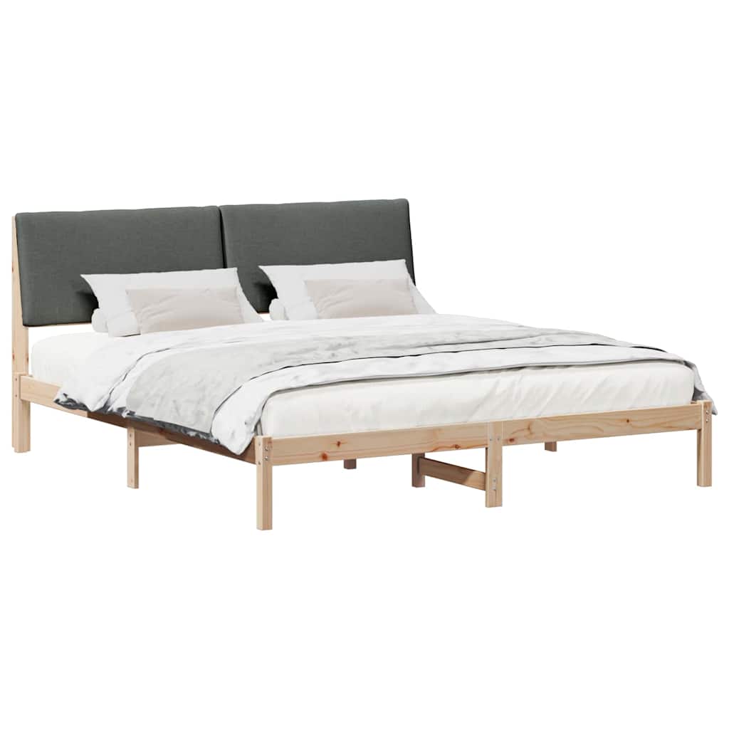 Bettgestell braun und dunkelgrau 200 x 200 cm Massivholz Kiefer