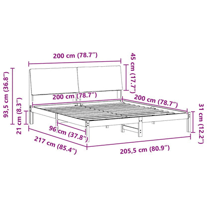 Bettgestell Braun und Schwarz 200 x 200 cm Massivholz Kiefer