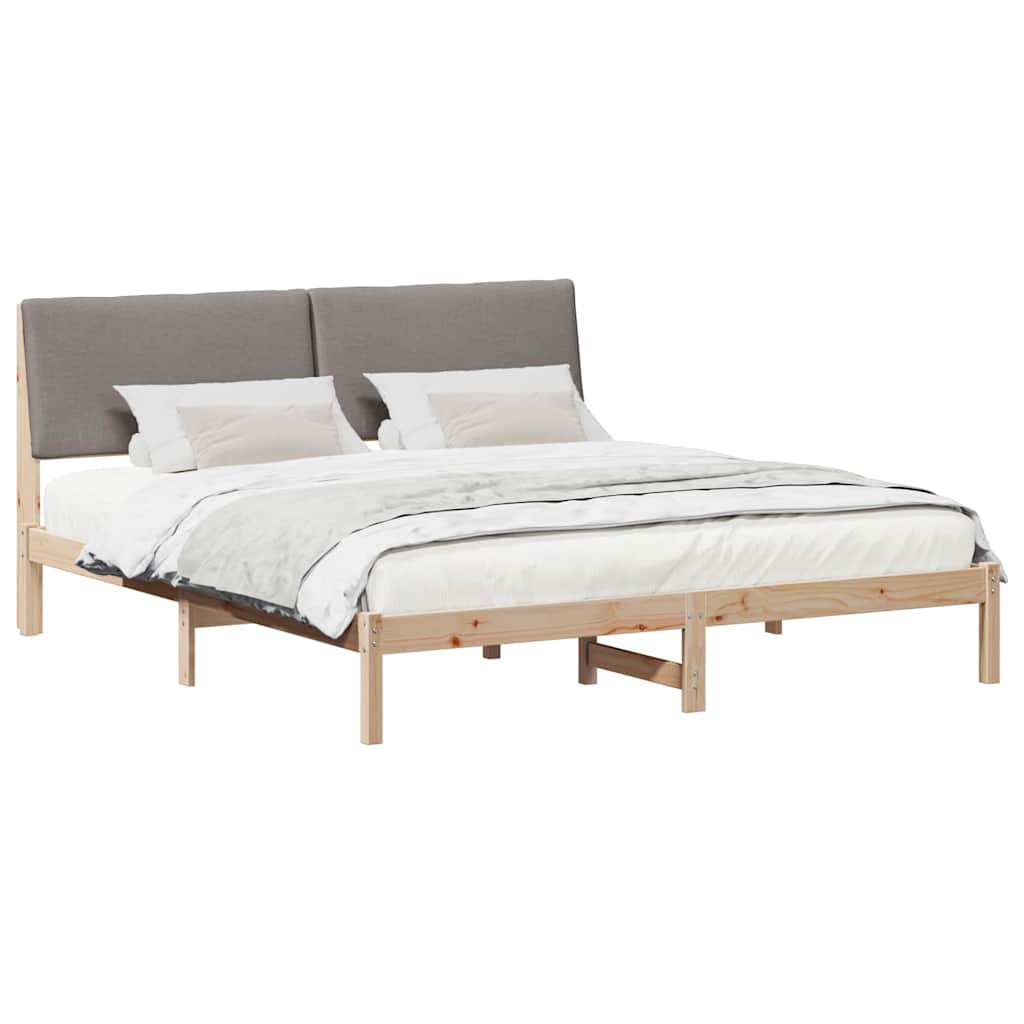 Bettgestell Braun und Taupe 200 x 200 cm Massivholz Kiefer