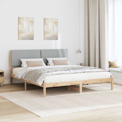 Bettgestell Braun und hellgrau 180 x 200 cm Massivholz Kiefer