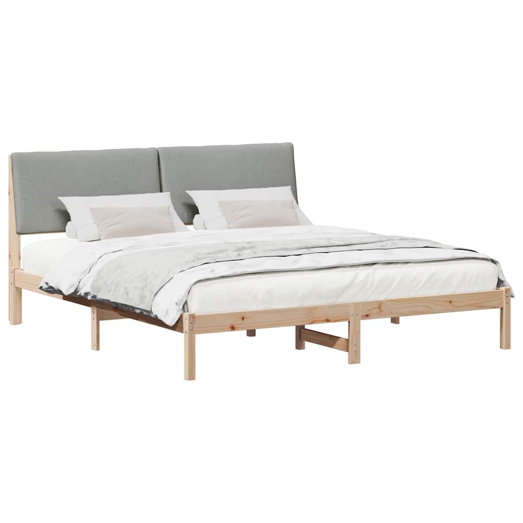 Bettgestell Braun und hellgrau 180 x 200 cm Massivholz Kiefer