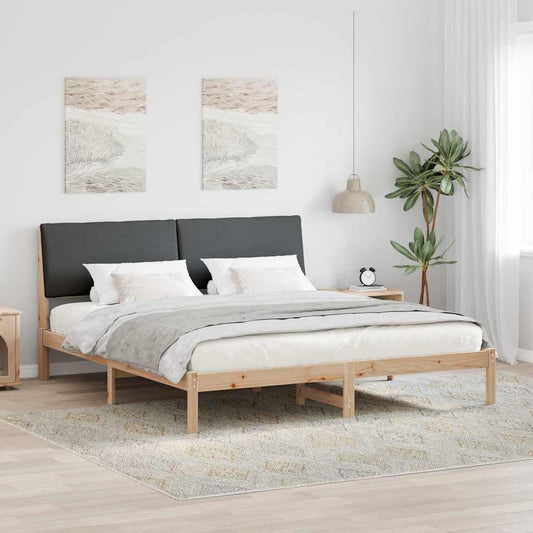 Bettgestell braun und dunkelgrau 180 x 200 cm Massivholz Kiefer