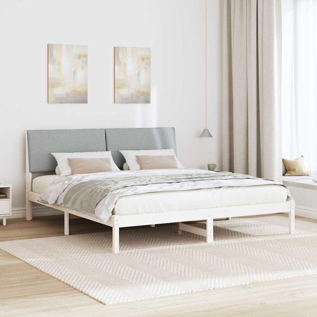 Bettgestell Weiß und hellgrau 180 x 200 cm Massivholz Kiefer