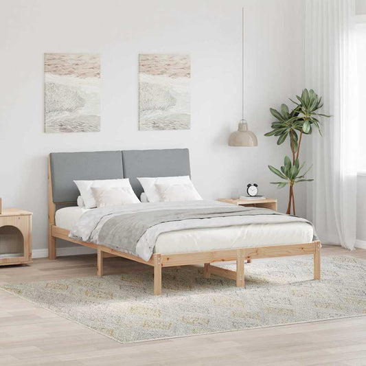 Bettgestell Braun und hellgrau 160 x 200 cm Massivholz Kiefer