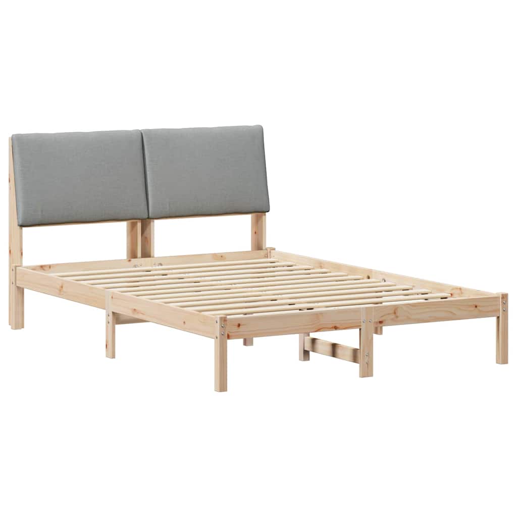 Bettgestell Braun und hellgrau 160 x 200 cm Massivholz Kiefer