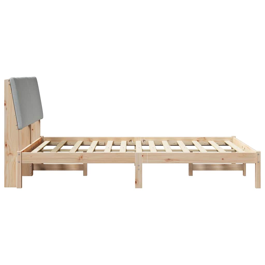 Bettgestell Braun und hellgrau 160 x 200 cm Massivholz Kiefer
