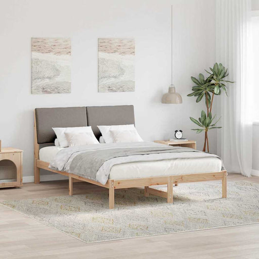 Bettgestell Braun und Taupe 160 x 200 cm Massivholz Kiefer