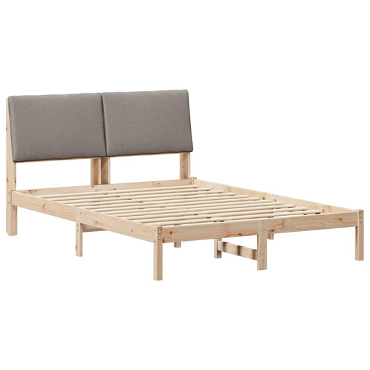 Bettgestell Braun und Taupe 160 x 200 cm Massivholz Kiefer