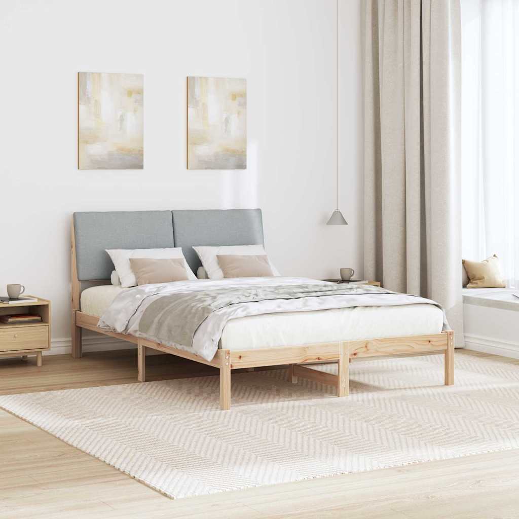 Bettgestell Braun und hellgrau 150 x 200 cm Massivholz Kiefer