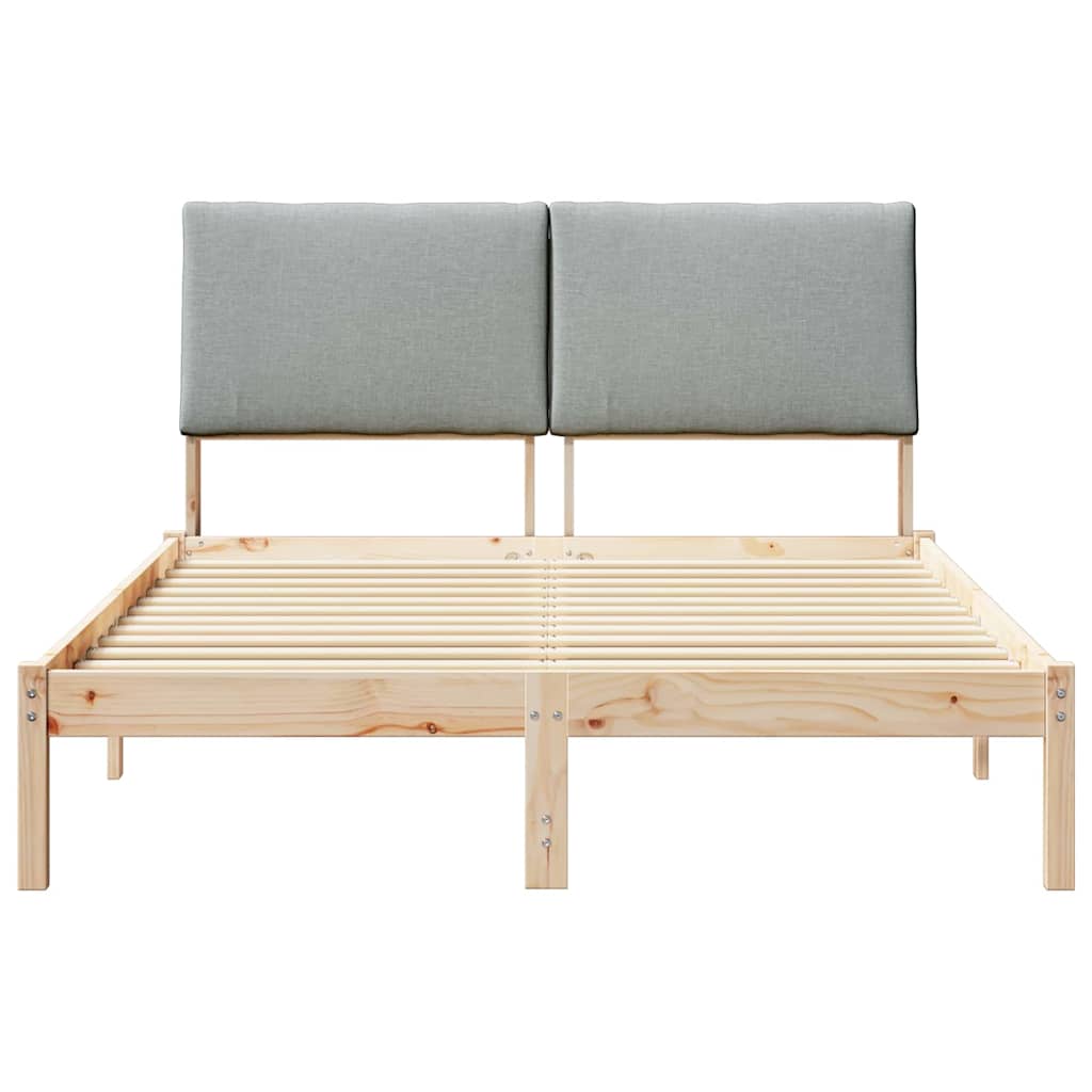 Bettgestell Braun und hellgrau 150 x 200 cm Massivholz Kiefer