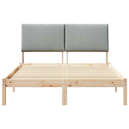 Bettgestell Braun und hellgrau 150 x 200 cm Massivholz Kiefer