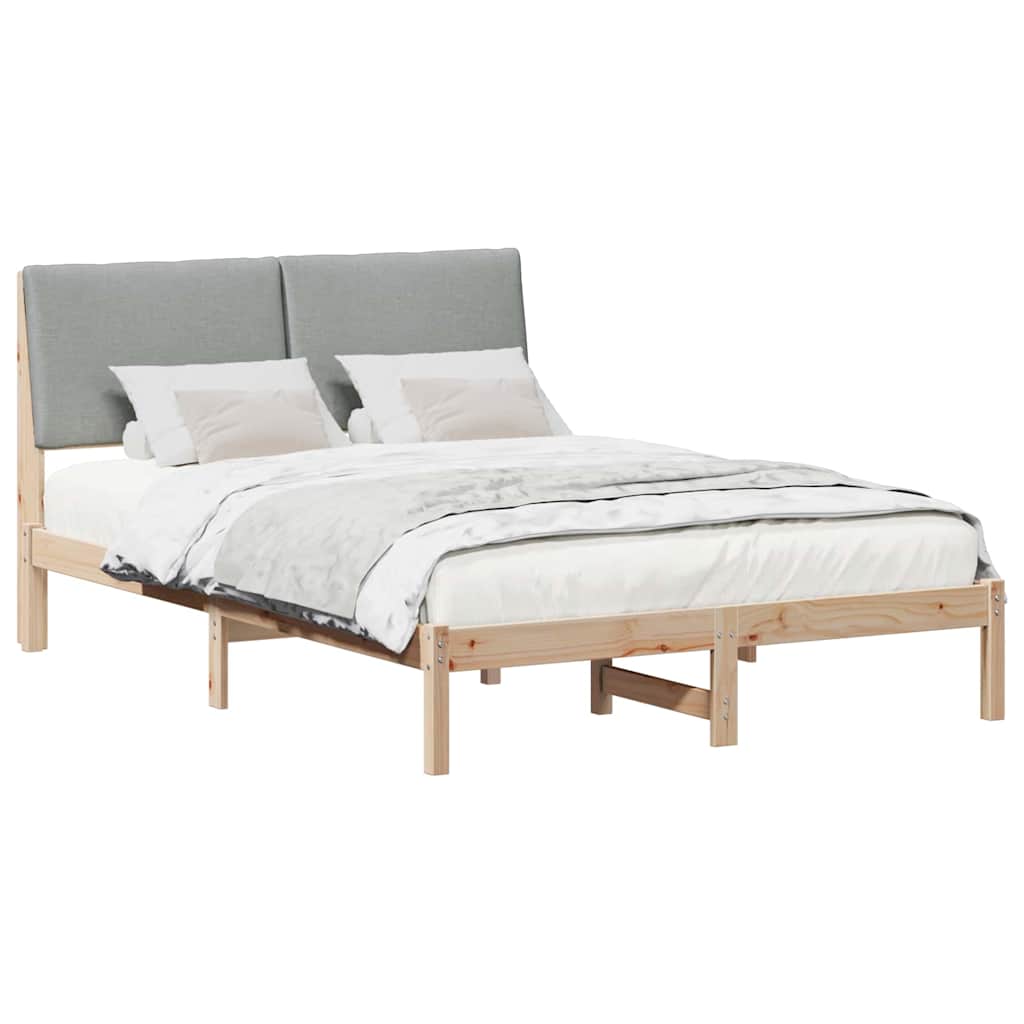 Bettgestell Braun und hellgrau 150 x 200 cm Massivholz Kiefer