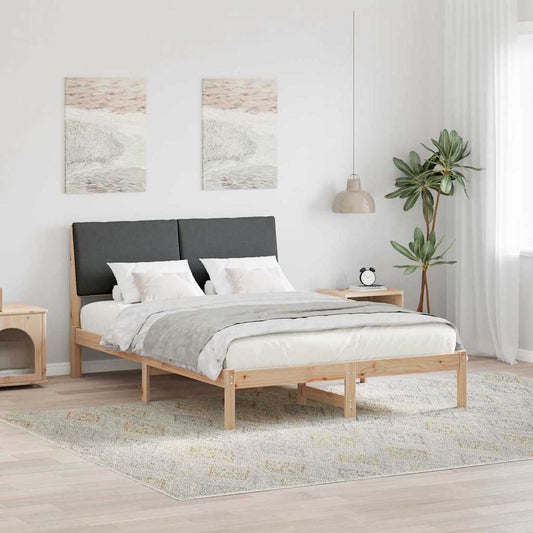 Bettgestell braun und dunkelgrau 150 x 200 cm Massivholz Kiefer