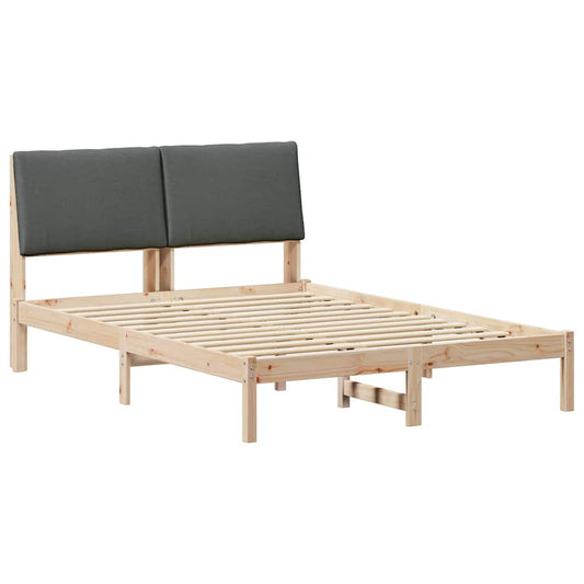 Bettgestell braun und dunkelgrau 150 x 200 cm Massivholz Kiefer