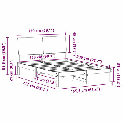 Bettgestell Braun und Schwarz 150 x 200 cm Massivholz Kiefer
