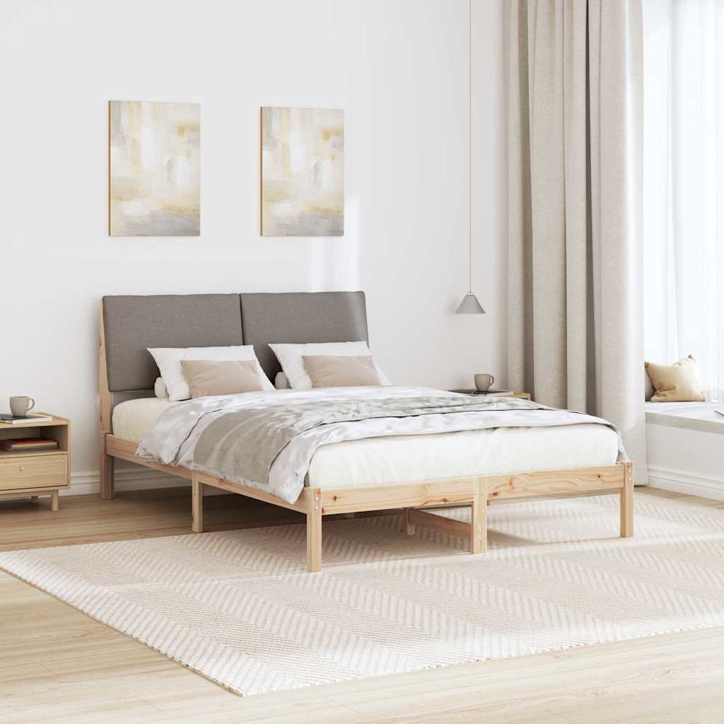 Bettgestell Braun und Taupe 150 x 200 cm Massivholz Kiefer