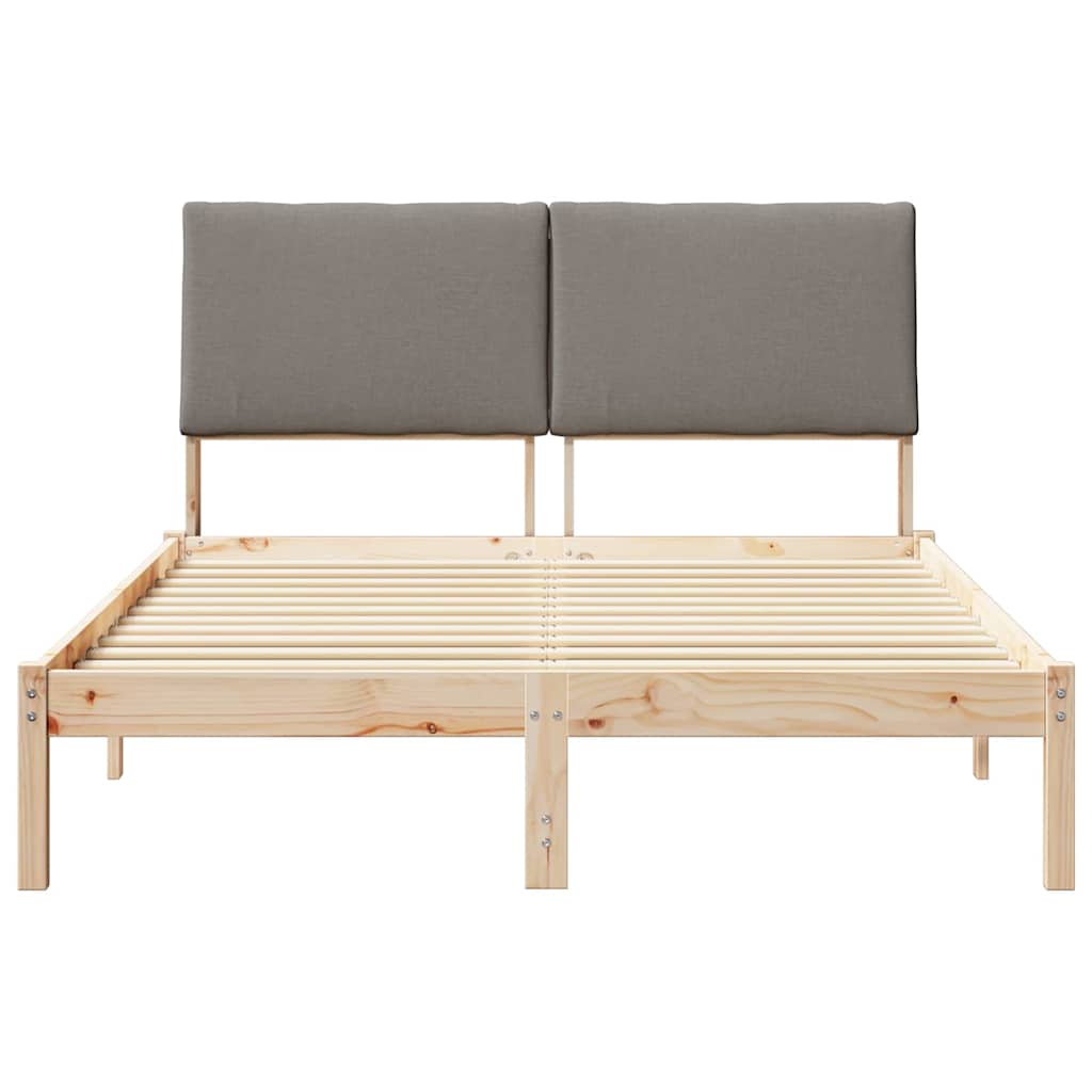 Bettgestell Braun und Taupe 150 x 200 cm Massivholz Kiefer