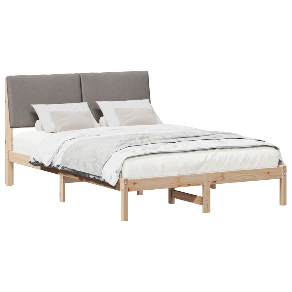 Bettgestell Braun und Taupe 150 x 200 cm Massivholz Kiefer