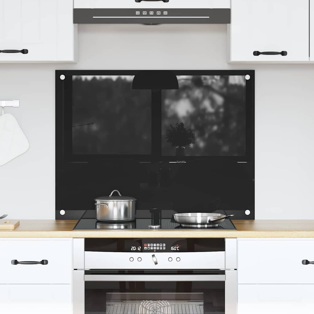 Küchenrückwand Schwarz 80 x 60 cm Gehärtetes Glas