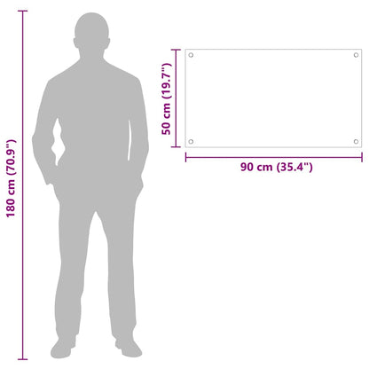 Küchenrückwand Schwarz 90 x 50 cm Gehärtetes Glas