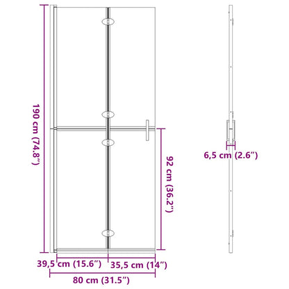 Walk-in Duschwand Gold 80 x 6.5 x 190 cm Energiesparendes Glas