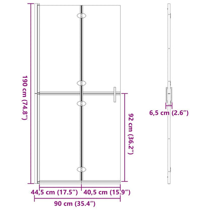 Walk-in Duschwand Gold 90 x 6.5 x 190 cm Energiesparendes Glas
