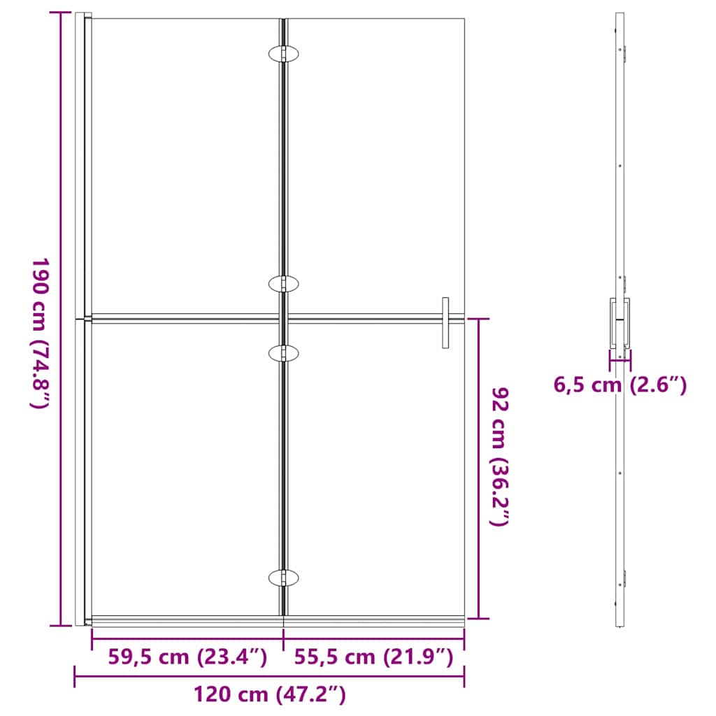 Walk-in Duschwand Gold 120 x 6,5 x 190 cm Energiesparendes Glas
