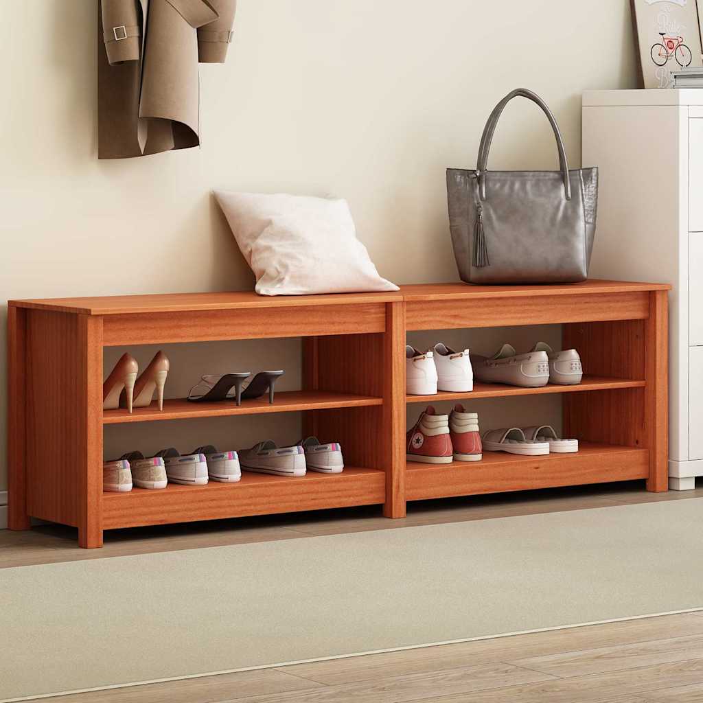 Schuhbank Wachsbraun 160 x 36,5 x 50 cm Massivholz Kiefer