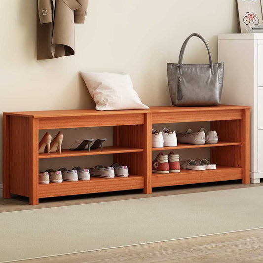Schuhbank Wachsbraun 160 x 36,5 x 50 cm Massivholz Kiefer