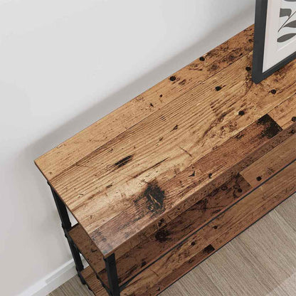 Konsolentisch mit Regal mit Speicher Altholz 100 x 22,5 x 75 cm