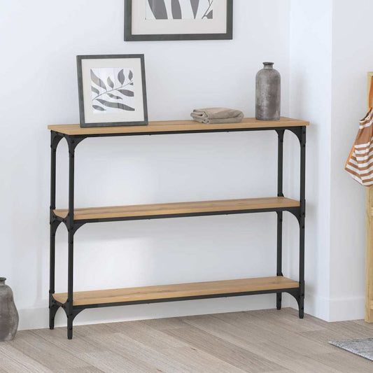 Konsolentisch mit Regal Eiche handwerklich 100 x 22,5 x 75 cm