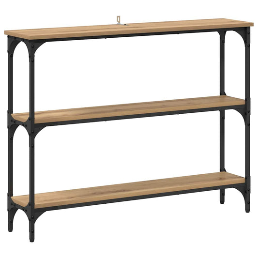 Konsolentisch mit Regal Eiche handwerklich 100 x 22,5 x 75 cm