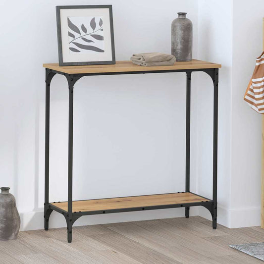 Konsolentisch mit Regal Eiche handwerklich 75 x 30.5 x 75 cm