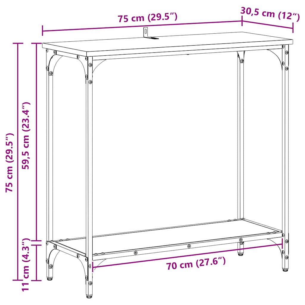 Konsolentisch Schwarze Eiche 75 x 30.5 x 75 cm Holzwerkstoff