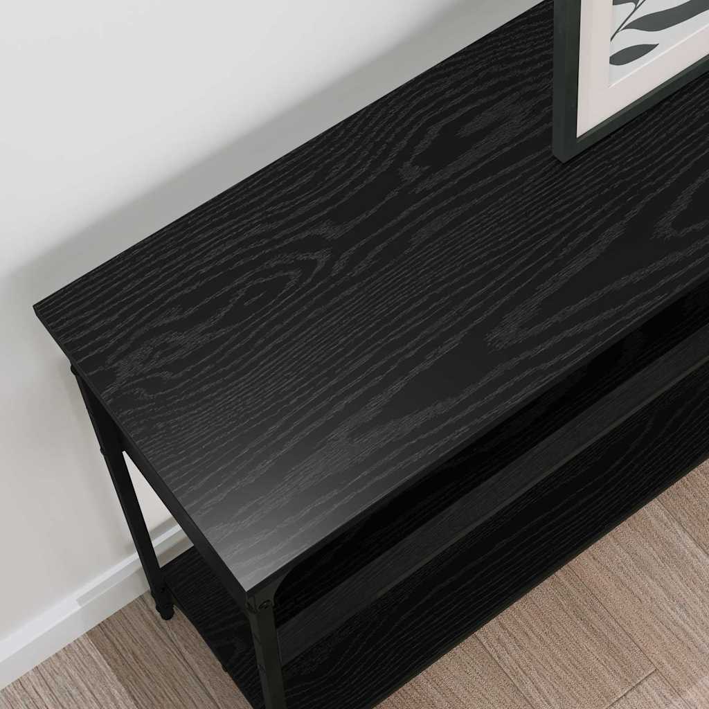 Konsolentisch mit Regal Schwarz Eichen-Optik 100 x 29 x 75 cm