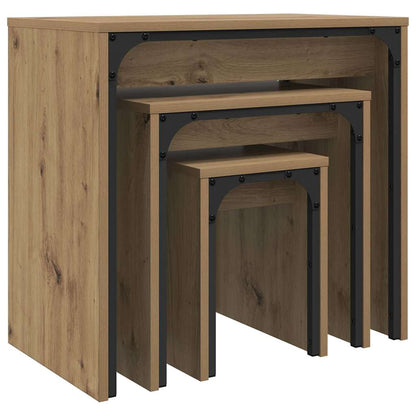 Nesting Couchtisch 3 pcs Eiche handwerklich 60 x 35 x 56 cm